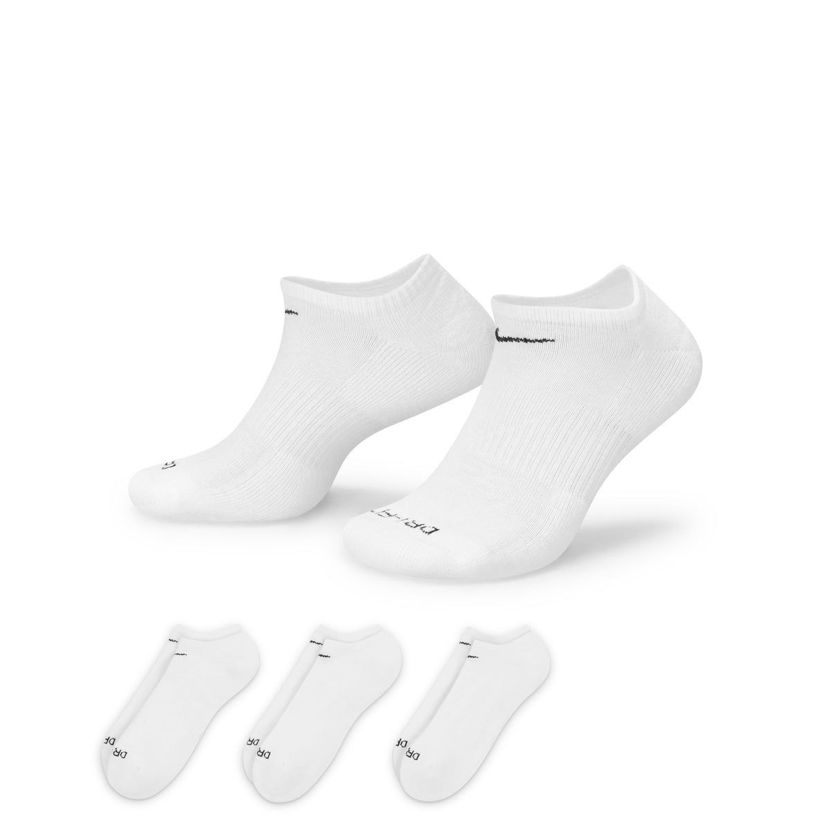 White Everyday Plus Cushion No-Show Socks (3 Pairs)