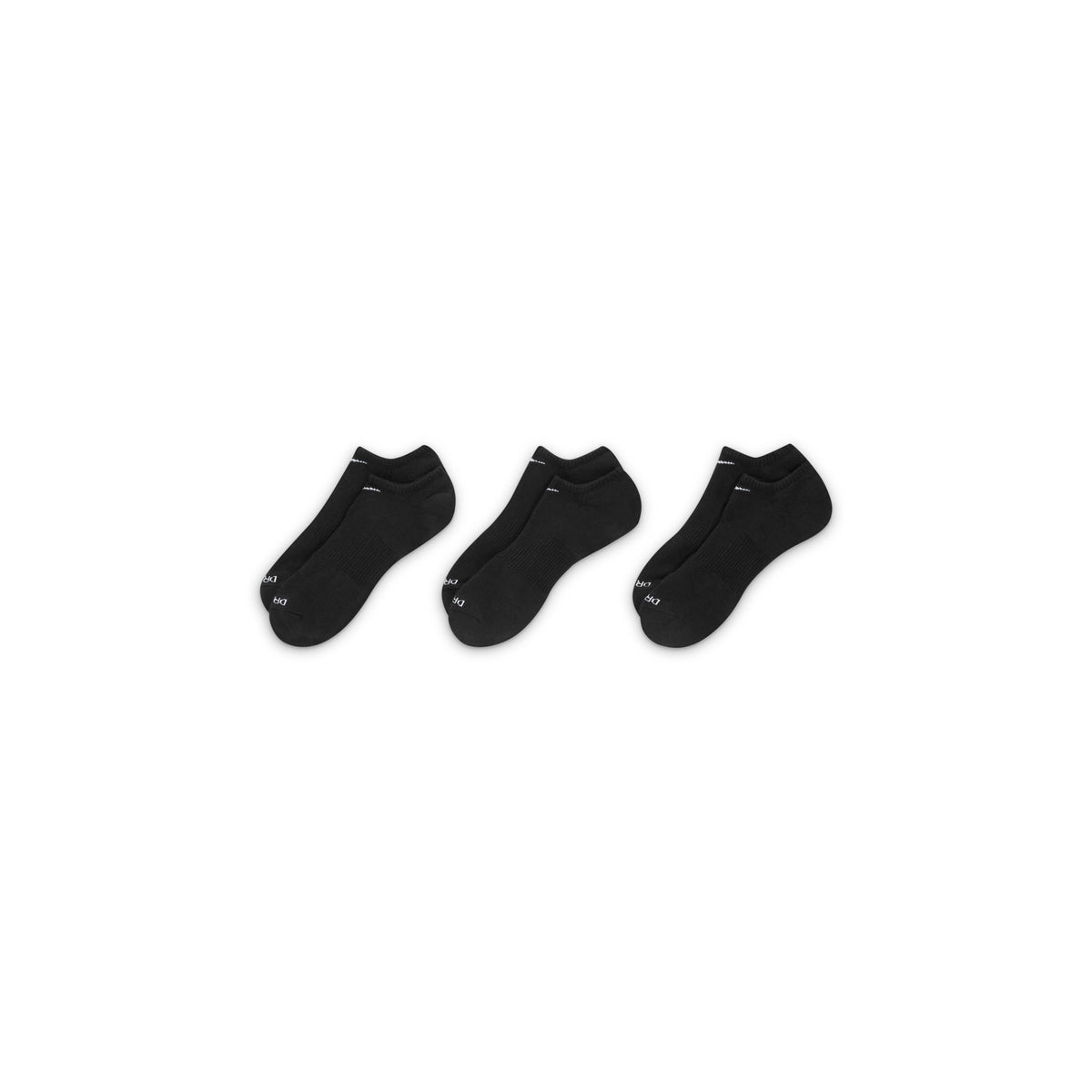 Black Everyday Plus Cushion No-Show Socks (3 Pairs)