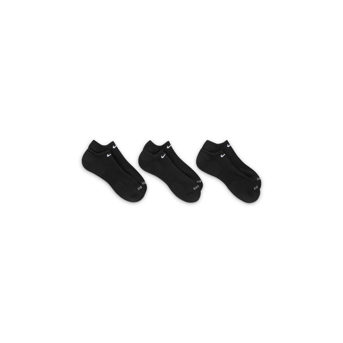 Black Everyday Plus Cushion No-Show Socks (3 Pairs)