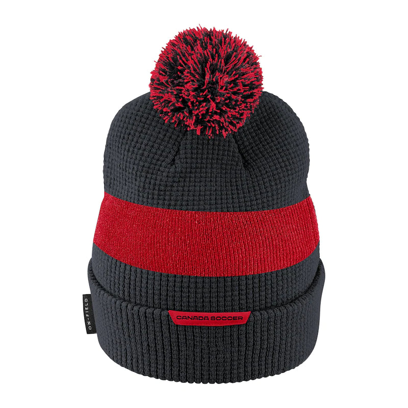 Canada Soccer Cuffed Hat with Pom - Black